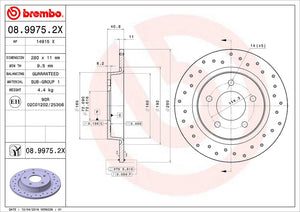 Product of Brembo 0899752XC02 Xtra Solid Cross Drilled 1 Piece Brake Rotor 