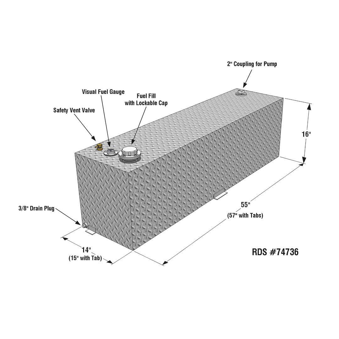 Product of RDS Tanks 74736 Diesel/ Gasoline Liquid Transfer Tank 50 Gallon Rectangular 