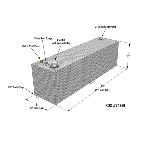 Product of RDS Tanks 74736 Diesel/ Gasoline Liquid Transfer Tank 50 Gallon Rectangular 