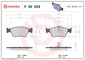 Product of Brembo P50023 Brake Pad - Set Of 4 