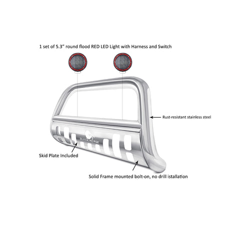 Product of Black Horse Offroad BBJPWR18-SP-PLFR Bull Bar  with skid plate 
