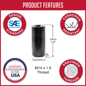 Product of Coyote Wheel Accessories 781148XLBLK 60 Degree Conical 14x1.5 Lug Nut 