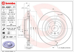 Product of Brembo 09A96111C02 Vented 1 Piece Brake Rotor 