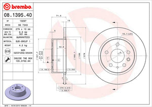 Product of Brembo 08139540C02 Solid 1 Piece Brake Rotor 