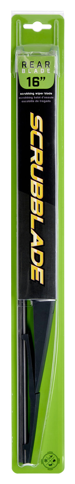 Scrubblade Sr0016 Windshield Wiper Blade||rearblade-Pkg-16in-Front.Jpg||88||scrsr0016||1523131