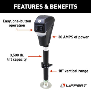 Product of Lippert Components 285318 3500 Pound Electric Trailer Tongue Jack 