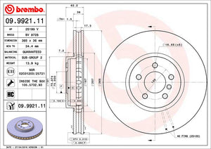 Product of Brembo 09992111C02 Vented 1 Piece Brake Rotor 