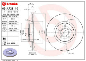 Product of Brembo 09A72811C02 Vented 1 Piece Brake Rotor 