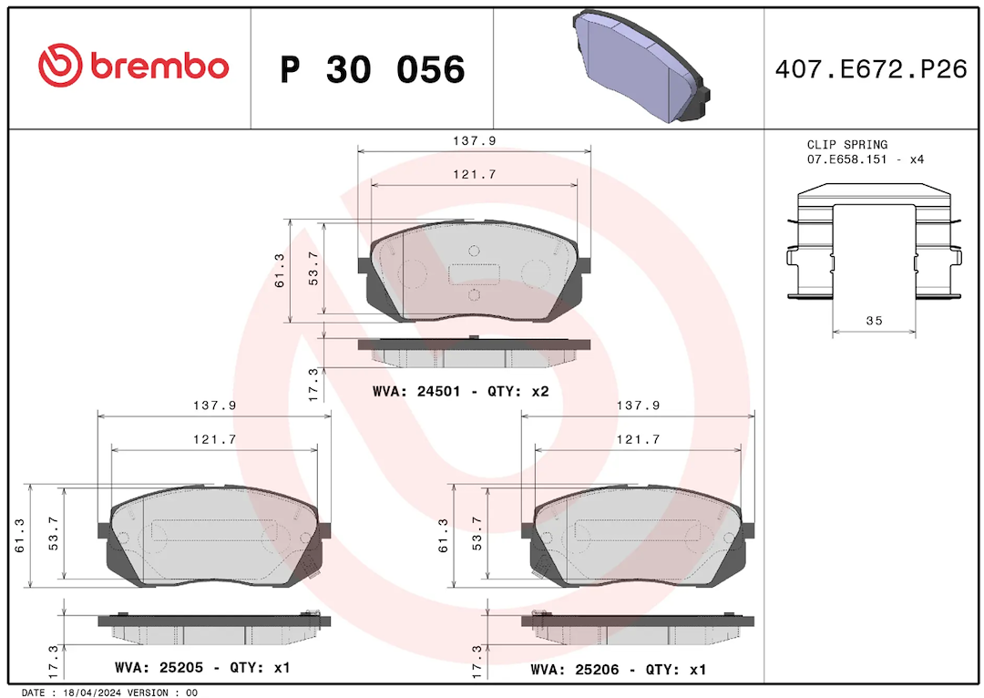 Brembo P30056 Brake Pad||p30056_3.Png||88||brmp30056||1684579