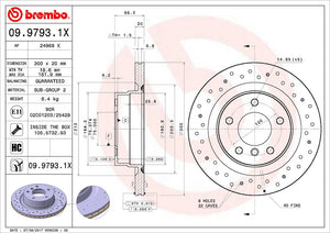 Product of Brembo 0997931XC02 Xtra Vented Cross Drilled 1 Piece Brake Rotor 