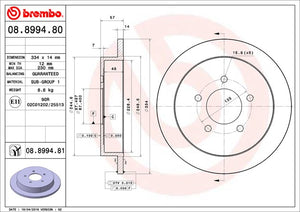 Product of Brembo 08899481C02 Solid 1 Piece Brake Rotor 