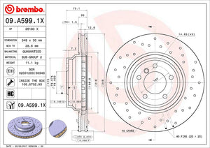 Product of Brembo 09A5991XC02 Xtra Vented Cross Drilled 1 Piece Brake Rotor 