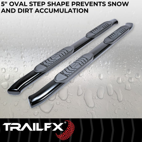 Product of TrailFX A7067B TFX 5" Oval Bent Side Bars Nerf Bar With Surface Steps 