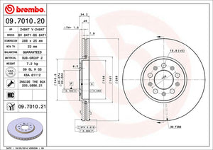 Product of Brembo 09701021C02 Vented 1 Piece Brake Rotor 