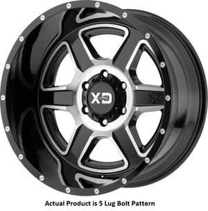 Product of KMC Wheels 20x9 Black With Natural Face Wheel - 5x5.00 Bolt Pattern 