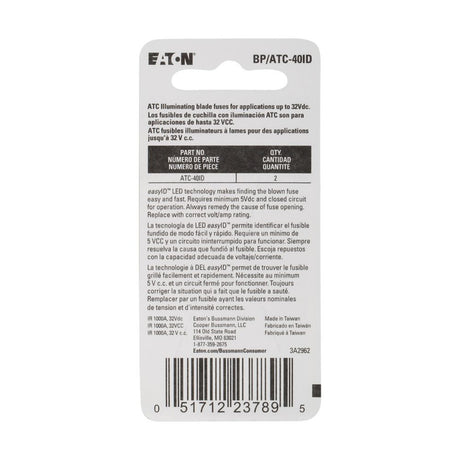 Bussman Bp/Atc-40id Fuse||bpatc-40id_1.Jpg||86||b6pbpatc40id||1087606