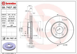 Product of Brembo 09745781C02 Vented 1 Piece Brake Rotor 