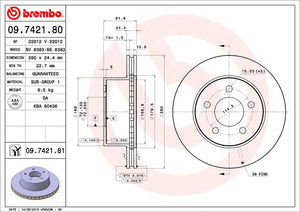 Product of Brembo 09742181C02 Vented 1 Piece Brake Rotor 
