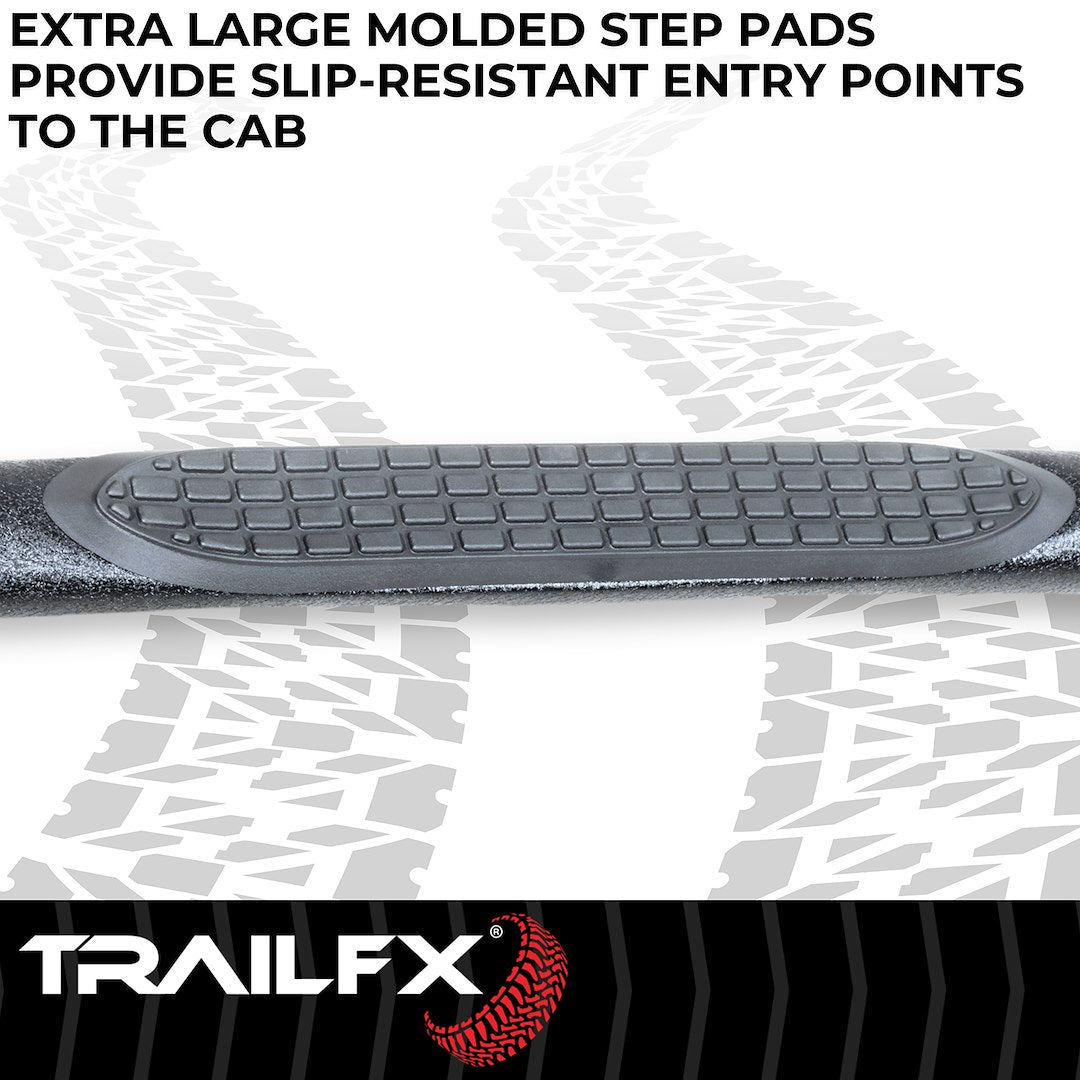 Product of TrailFX A0027T TFX Round Tube Side Steps Nerf Bar With Surface Steps 