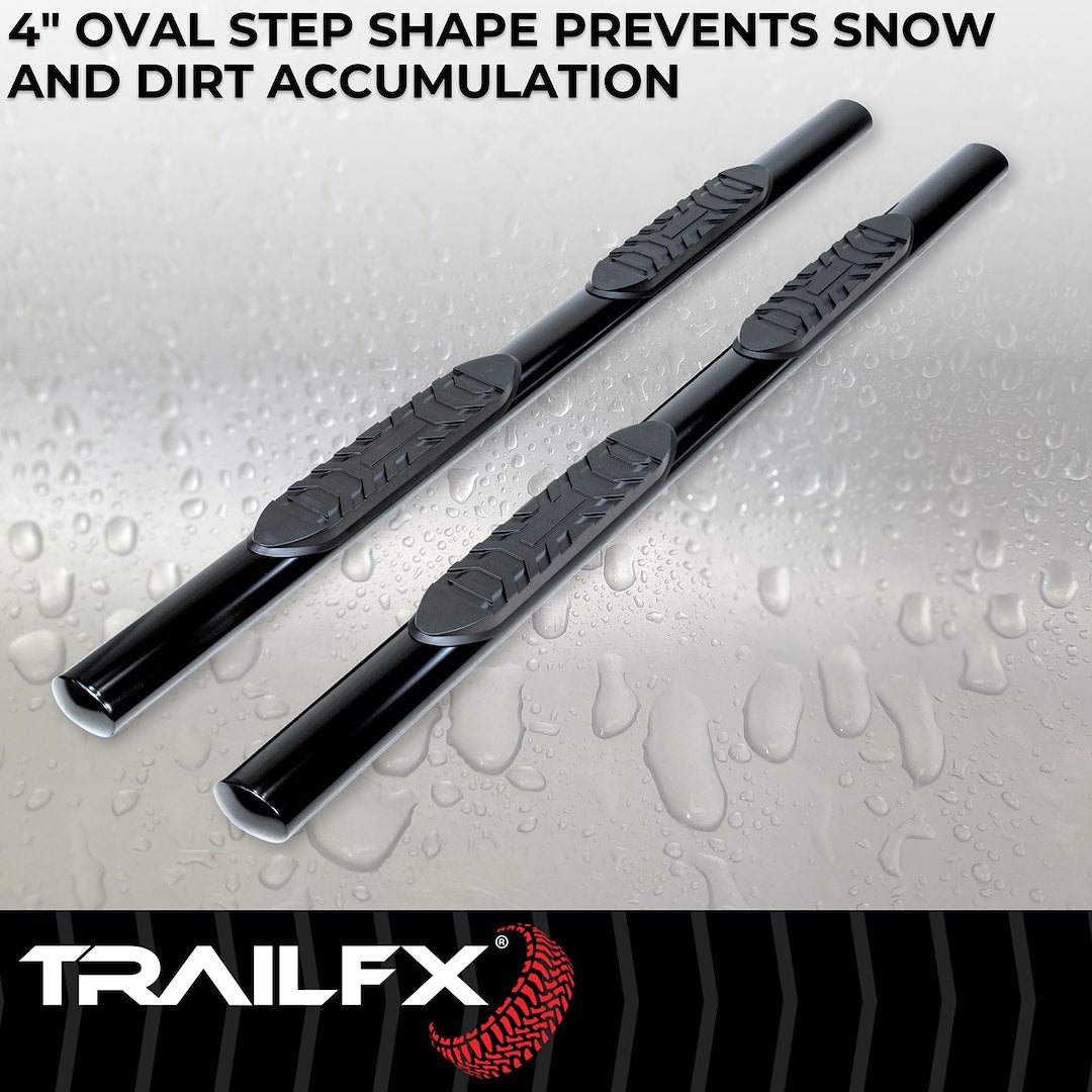 Product of TrailFX 2940413053 TFX 4" Oval Tube Side Steps Nerf Bar With Surface Steps 