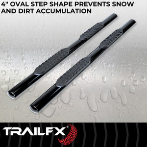 Product of TrailFX 2940413053 TFX 4" Oval Tube Side Steps Nerf Bar With Surface Steps 