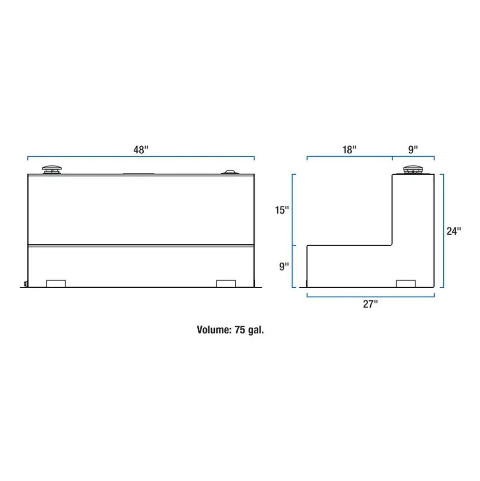Product of UWS TT-75-L-T-P Diesel Liquid Transfer Tank 75 Gallon L-Shape 