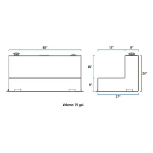 Product of UWS TT-75-L-T-P Diesel Liquid Transfer Tank 75 Gallon L-Shape 