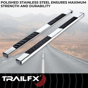 Product of TrailFX A4001S TFX 4" Trapezoid Side Steps Nerf Bar With Surface Steps 
