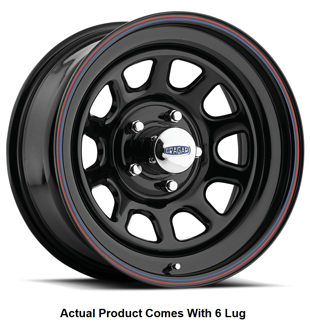 Product of Cragar 15x8 Black With Red And Blue Stripes Wheel - 6x5.50 Bolt Pattern 