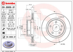 Product of Brembo 09986981C02 Vented 1 Piece Brake Rotor 