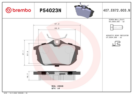 Brembo P54023n Brake Pad||p54023n_1.Png||86||brmp54023n||2104634
