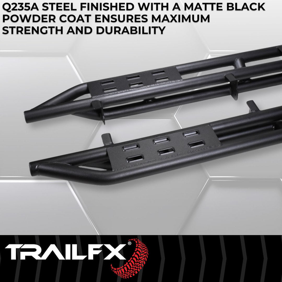 Product of TrailFX BR011T Black Steel Round Tube Rocker Panel Guard 