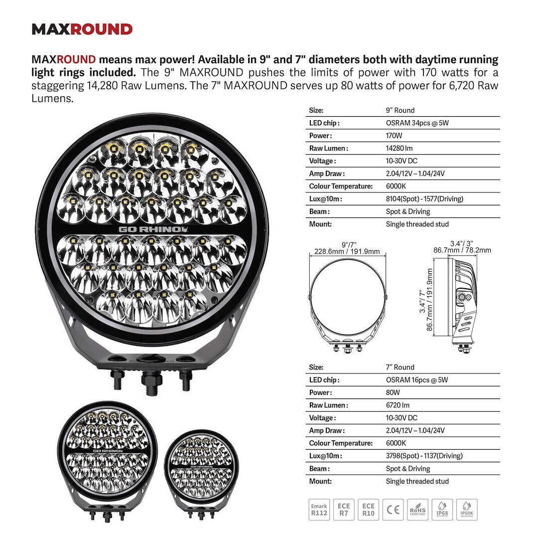 Go Rhino 750800711srs Driving/ Fog Light||blackout_Max Round.Jpg||89||g260800711srs||1317759