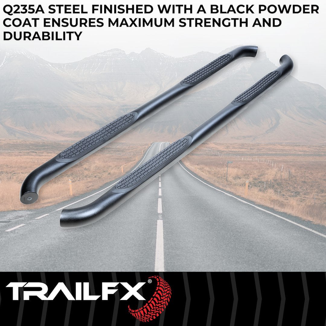 Product of TrailFX A0065T TFX Round Tube Side Steps Nerf Bar With Surface Steps 