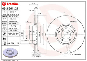 Product of Brembo 09896121C02 Vented 1 Piece Brake Rotor 
