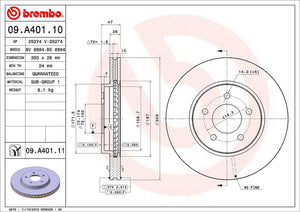 Product of Brembo 09A40111C02 Vented 1 Piece Brake Rotor 