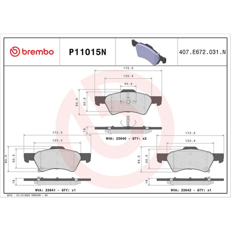 Brembo P11015n Brake Pad||||86||brmp11015n||2008963