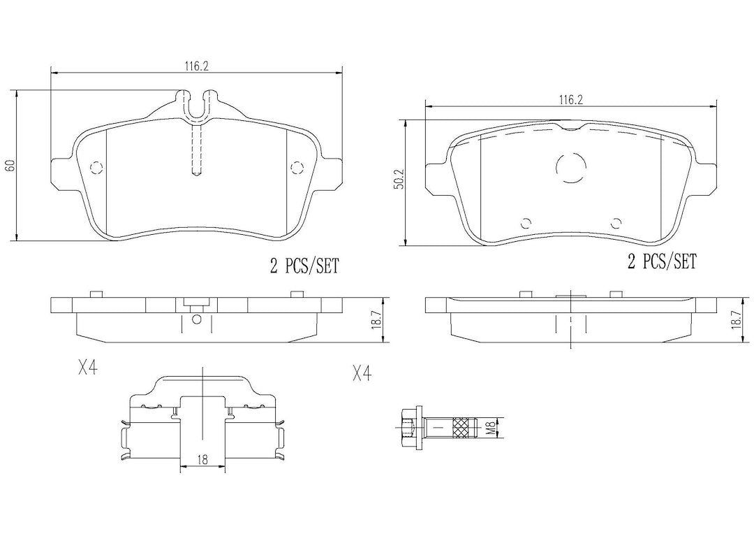 Product of Brembo P50100N Brake Pad - Set Of 4 