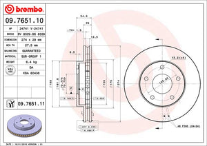 Product of Brembo 09765111C02 Vented 1 Piece Brake Rotor 