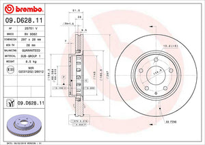 Product of Brembo 09D62811C02 Vented 1 Piece Brake Rotor 