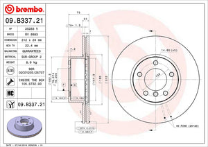 Product of Brembo 09B33721C02 Vented 1 Piece Brake Rotor 