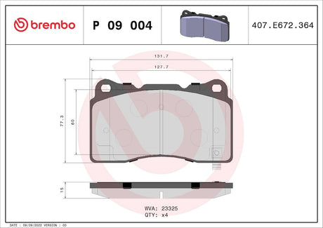 Product of Brembo P09004 Brake Pad - Set Of 4 