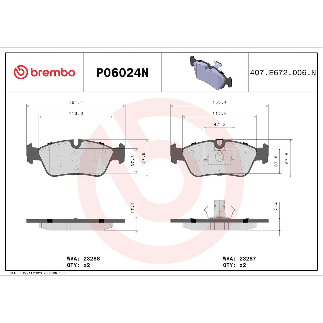 Brembo P06024n Brake Pad||p06024n_Drw.Jpg||88||brmp06024n||1752177