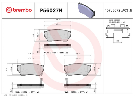 Brembo P56027n Brake Pad||p56027n_1.Png||86||brmp56027n||2104640