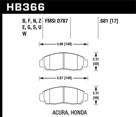 Product of Hawk Performance HB366F.681 Performance/ Street Brake Pad - Set Of 4 