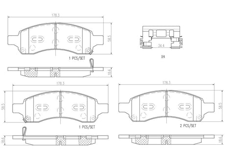 Product of Brembo P10049N Brake Pad - Set Of 4 