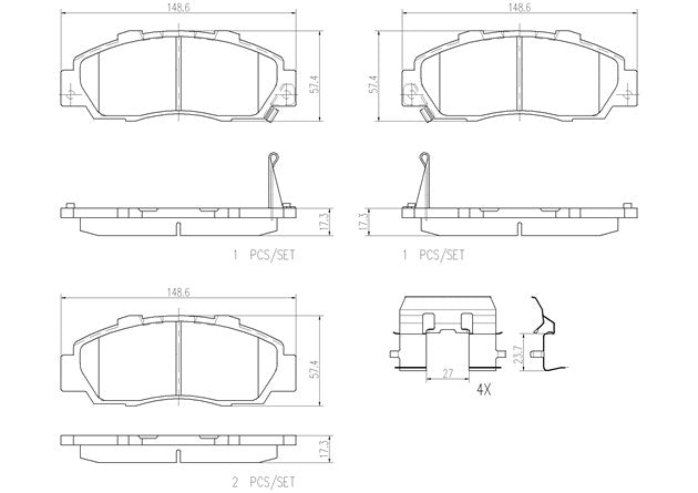 Product of Brembo P28026N Brake Pad - Set Of 4 