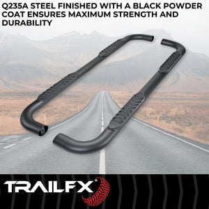 Product of TrailFX A1013B TFX 4" Oval Tube Side Steps Nerf Bar With Surface Steps 
