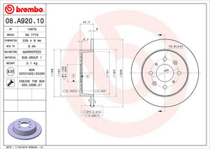Product of Brembo 08A92010C02 Solid 1 Piece Brake Rotor 