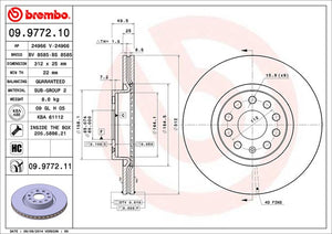Product of Brembo 09977211C02 Vented 1 Piece Brake Rotor 